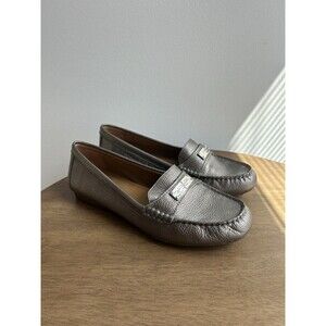 COACH Women’s “Fredrica” Silver Pebble Leather Loafer Slip On Shoe 8B EUR 38